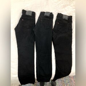 Levi’s 511, 30w 32l black denim jeans - 3 pairs